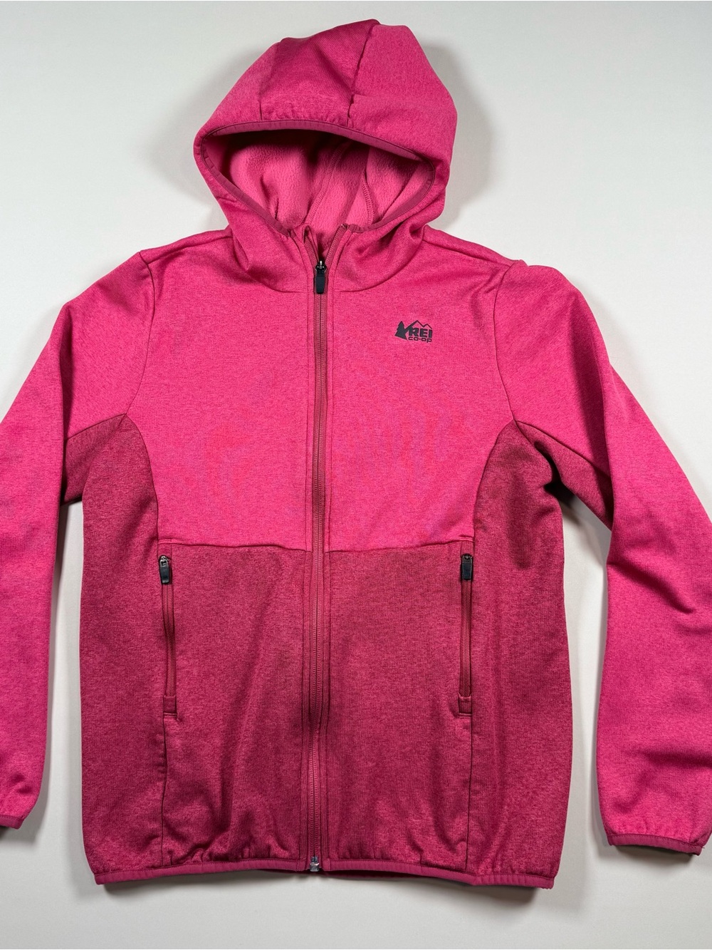 REI Kids' Two-Tone Heather Red Hooded Zip Jacket Size L